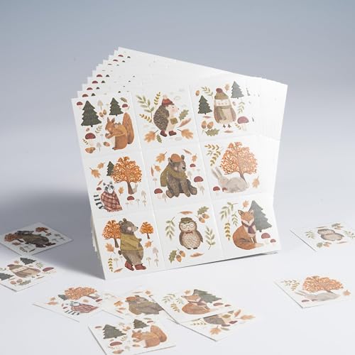 Forest Animal Temporary Tattoos - 108 Woodland Creature Stickers