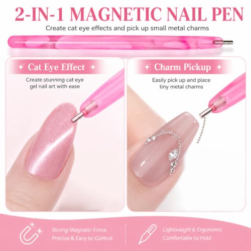 Ideal Swan 17 Pcs Cat Eye Magnet Nail Art Kit for Creative Manicures