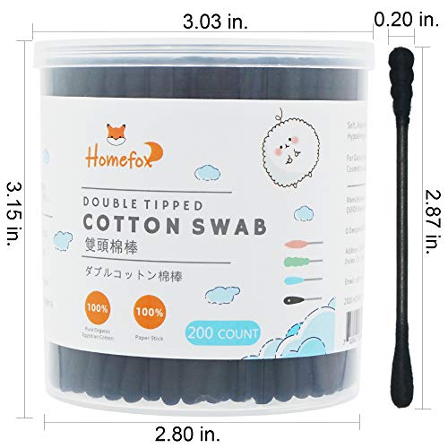 Black Organic Cotton Swabs Spiral - 800 Count