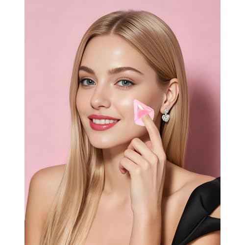 8 PCS Mini Powder Puff, Finger Setting Powder Puffs for Face, Small Velour Triangle Makeup Sponge (Black+White+Nude+Pink)