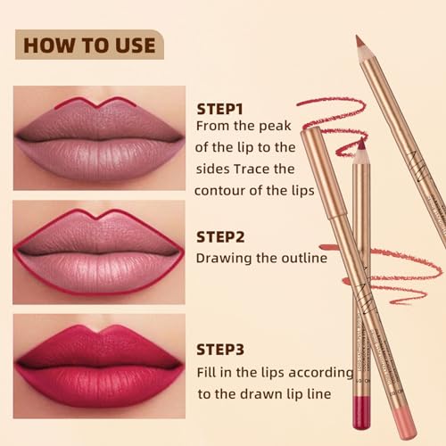 12-Piece Lipliner Pencil Set with 3mm Fine Tip