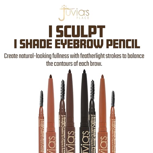 Juvia's Place iSculpt, iShade - Medium Brown, Eyebrow Pencil Liner with Spoolie Brush, Eyebrow Makeup, Brow Definer, Waterproof, Filler, Brow Liner Pencil