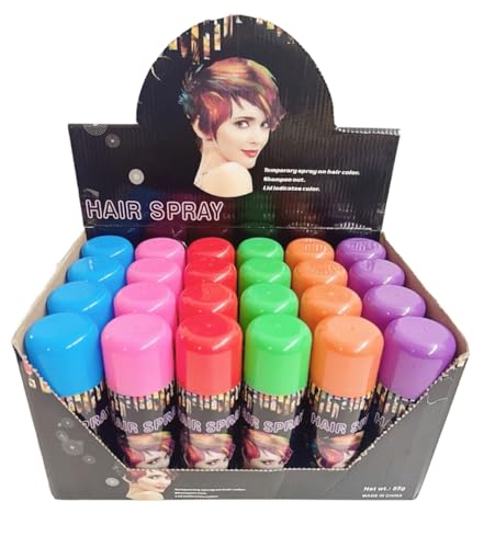 Temporary Hair Color Spray Bulk Case 24 Cans 6 Colors 3oz