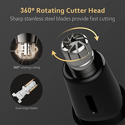 Ear Nose Hair Trimmer for Men, Rechargeable Eyebrow Facial Hair Trimmer, Painless Waterproof Nose Clipper 2023 Professional Dual Blades Face Shaver (Black)