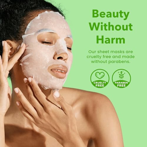 Patchology Press Reset Aloe Vera Face Mask - Moisturizing Facial Sheet Masks w/ Lavender & Vitamin B5 for Skin Relaxation & Revitalization - Ideal Skincare Solution for Sun-Exposed Skin (4 Count)