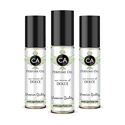 CA Perfume Impression of Dolce & Gab Dolce For Women Replica Fragrance Body Oil Dupes Alcohol-Free Essential Aromatherapy Sample Travel Size Concentrated Long Lasting Attar Roll-On 0.3 Fl Oz-X3