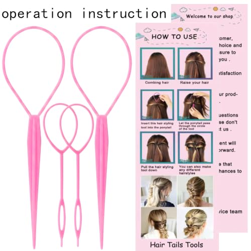Pink 8Pcs Hair Brush and Styling Tool Set with Topsy Tail & Combs for Women