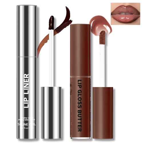 Peel Off Lip Liner Stain Tattoo, Long Lasting Waterproof Lip Stain Peel off, Tattoo Nude Lip Liner and Lip Gloss Combo, Non-Stick Cup Nourishing Lip Gloss Set Lipstick Makeup
