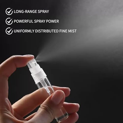 320 Pcs Mini Spray Bottles with 10 Perfume Dispensers, 10 Droppers, and 10 Funnels, Clear Refillable Glass Perfume Atomizer for Travel, Fragrance, Scent Samples, and Pocket Dispensers (5ml)