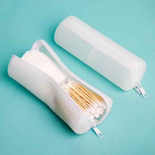 Cotton Round Swab Travel Case, 2 in 1 Portable Hair Accessories Organizer, Hair Tie and Bobby Pin Holder, Travel Qtips Case, Purse Organization, Floss Holder