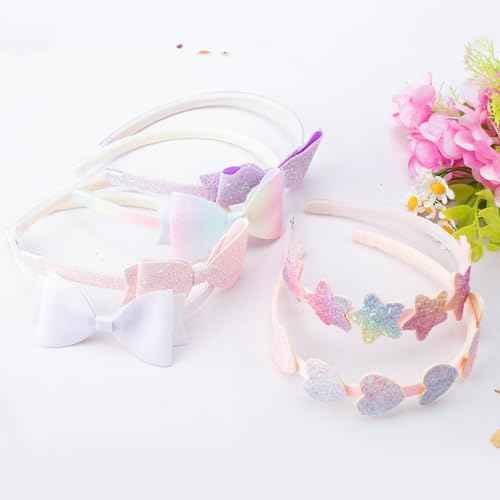 6 pcs Girls Headbands Sweet Girl Hair Accessories Glitter Bow/Flower/Star Hairband Cute Head band for Girls/Kids