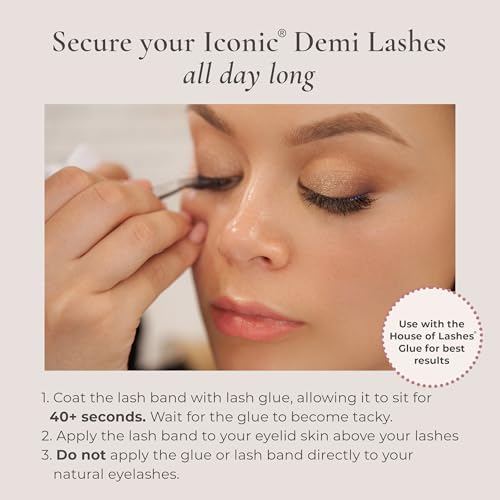 House of Lashes Iconic Demi - Comfortable Fake Eyelashes for Bold Cat-Eye Look look, Easy and Reusable Faux Mink Lashes for All Eye Shapes