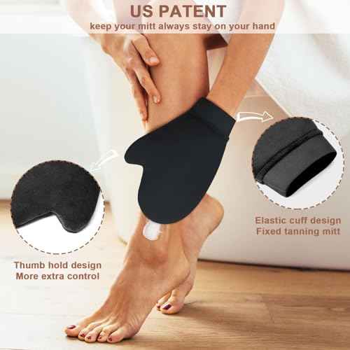 2 in 1 Tanning Mitts Self Tanner Mitt Applicator Self Tanning Mitt and Brush,Tanning Gloves for Self Tan Mitt Applicator Kit Self Tanner Brush Self Tanning Kit for Lotion,Sunless,Spray Tan,Face,Body