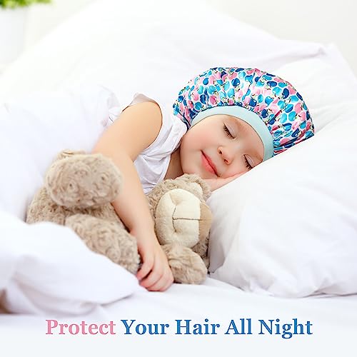 Satin Sleep Bonnet for Kids - 3 Pack Hair Cap for Curly Hair