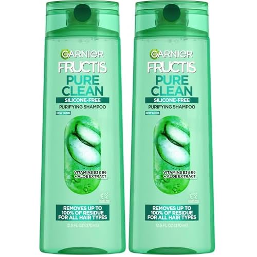Garnier Fructis Pure Clean Purifying Shampoo,Silicone-Free,12.5 Fl Oz,(Packaging May Vary),(Pack of 2)