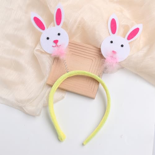 Gaduupa Easter Headband Hair Band Bunny Hair Hoop with Feather Headpiece Easter Day Rabbit Hairband for Easter Birthday Party for Women and Girls