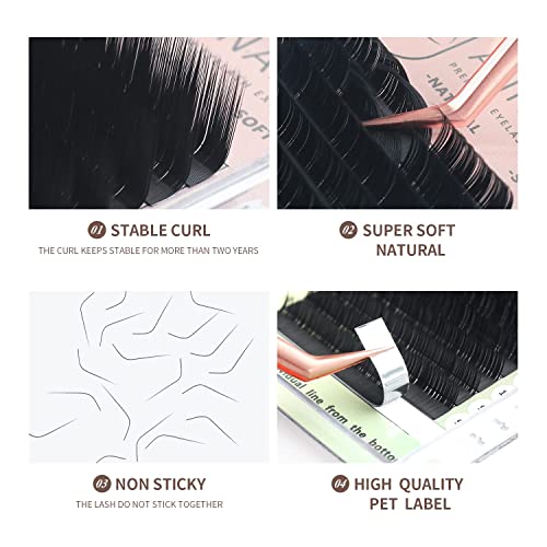 L/L+/LC/LD/LU(M) Curl Individual Eyelash Extension Natural Synthetic Mink Matte Black False Lashes Extension Faux Cils Maquillage (L Curl, 0.10 8-15mm Mix)