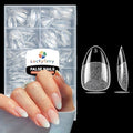 Luckyfairy Short Almond Soft Gel Nail Tips - 240 Pcs Clear Full Cover Fake Nails