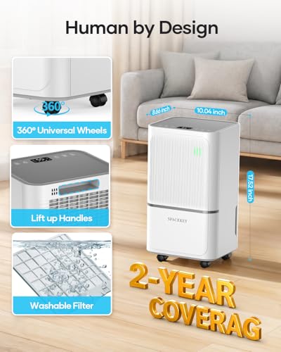 34 Pints Dehumidifier for Large Spaces with Drain Hose
