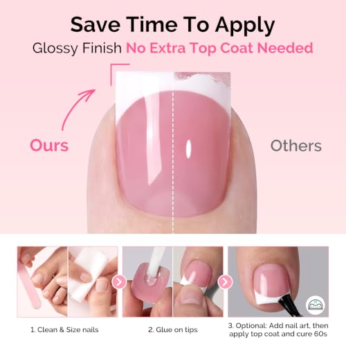 MelodySusie Press On Toenails - 300 Pcs High Gloss Berry Pink