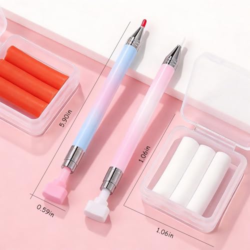 No.1 Rhinestone Picker Tool Set 2 Pcs Refillable Diamond Art Pens, 6 Wax Refills, Tweezers – Nail Art & Diamond Painting