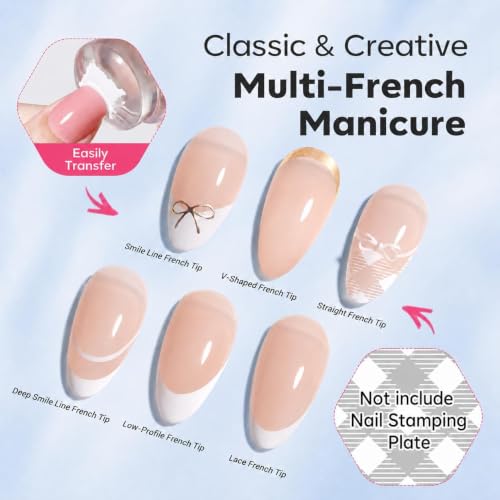 modelones French Tip Nail Stamper Kit 6Pcs with Variations B-Clear-1