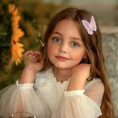 12Pcs Pink Butterfly Hair Clips, Cute Lace Embroidery Flower Butterfly Hair Bow for Women Girls Fairy Hair Accessories Halloween Christmas Party Decor (Pink)