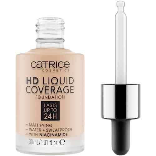 Catrice | HD Liquid Coverage Foundation | 24H Wear, Matte Finish, High Coverage, Waterproof Formula with Niacinamide | Vegan & Cruelty Free (010 | Light Beige)