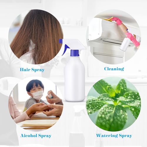 Tanlade 30 Pcs Plastic Spray Bottles 16 oz Leak Proof Squirt Bottle Refillable Empty Spray Water Mist Sprayer with Nozzles for Hair Essential Oil Cleaning Solutions Plants Pets(Blue)