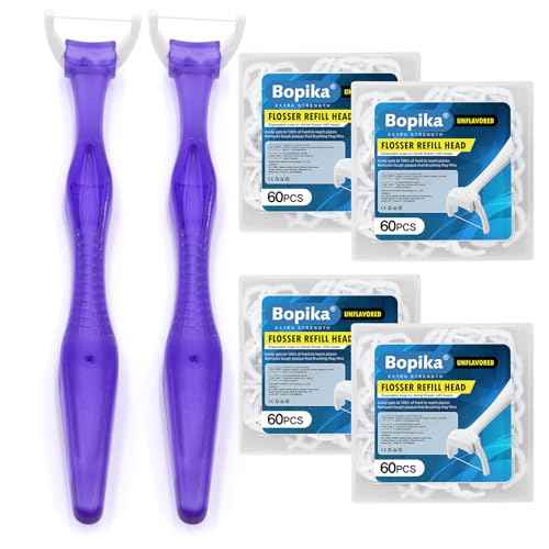 Bopika Dental Floss, Extra Strength Floss with 2 Dental Floss Handles and 240 flosser Refill Heads