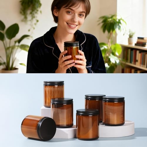 8oz Amber Glass Jars with Airtight Lids (30Pack) - Empty Candle Jars for Candle Making,Cosmetic Jars for Creams,Lotions
