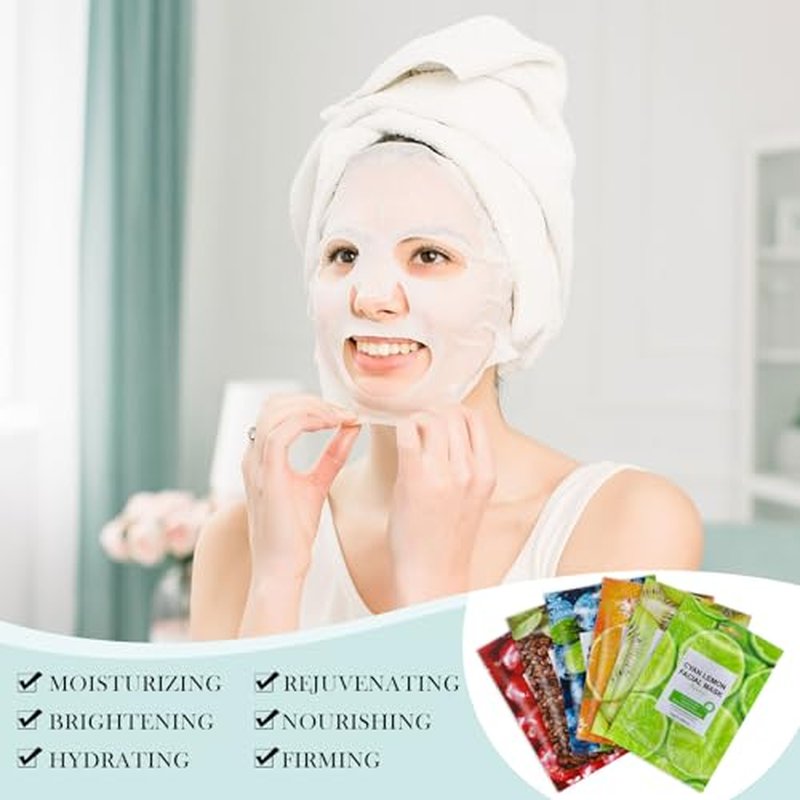 120 Pcs Assorted Combo Collagen Essence Face Masks Skincare Moisturizing Sheet Masks Bulk Hydrating Soothing Facial Mask for Most Skin Types Women Girls Gift Home Spa Travel