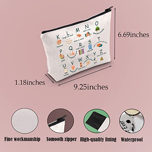 Coping Skills Alphabet Cosmetic Bag Mental Health Gift Self Care Makeup Zipper Pouch Bag for Makeup Zipper Pouch Bag for Counselor, Psychologist (Coping Skills Alphabet)