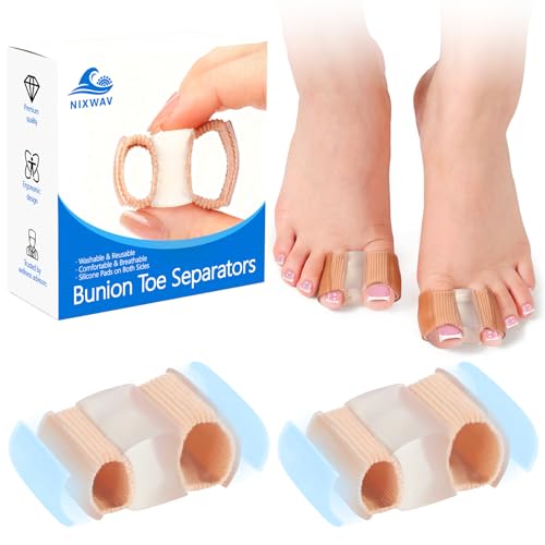 NIXWAV 2 Pack Bunion Toe Separators L, 3-Point Gel Spacers with Dual Loops
