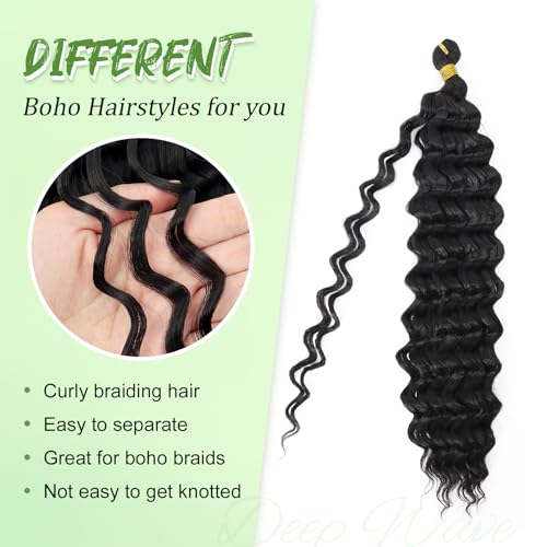 EERYA Deep Wave Crochet Braiding Hair 18 Inch 2 Pack