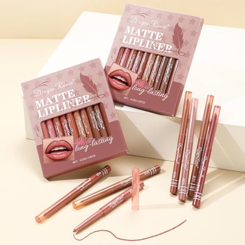 12 Color Matte Velvet Lip Liner Set - Long Lasting