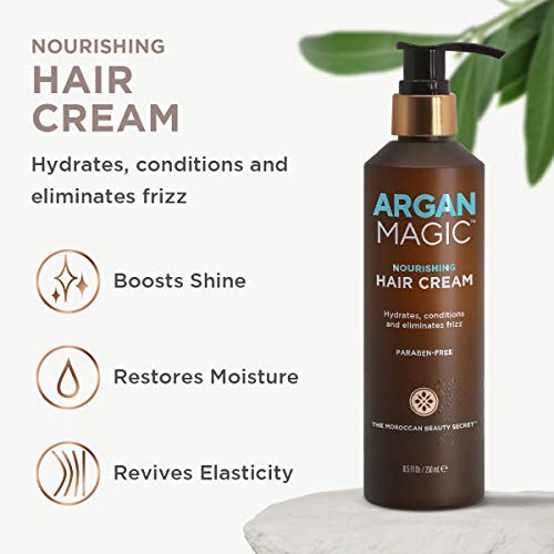 Argan Magic Nourishing Hair Cream 8.5 oz – Paraben Free, All Hair Types Leave-In