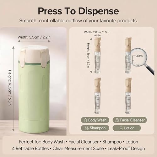 4-in-1 Leak Proof Travel Dispenser Bottles - 30ml Pump Set