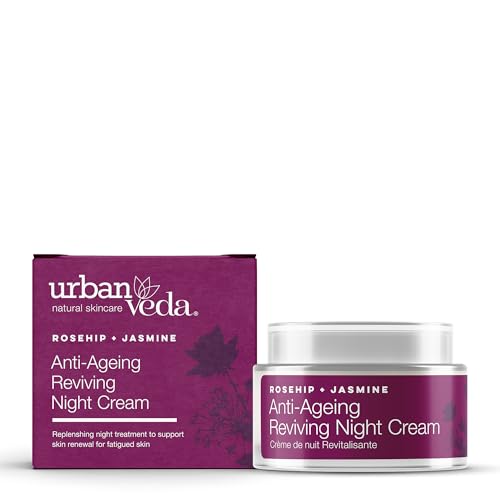 Urban Veda Reviving Night Cream | Vitamin A Retinol from Rosehip Oil & Pomegranate Extract| For Mature, Tired & Wrinkled Skin | Collagen Face Cream for Women and Men | Vitamin C| 1.7 Fl oz