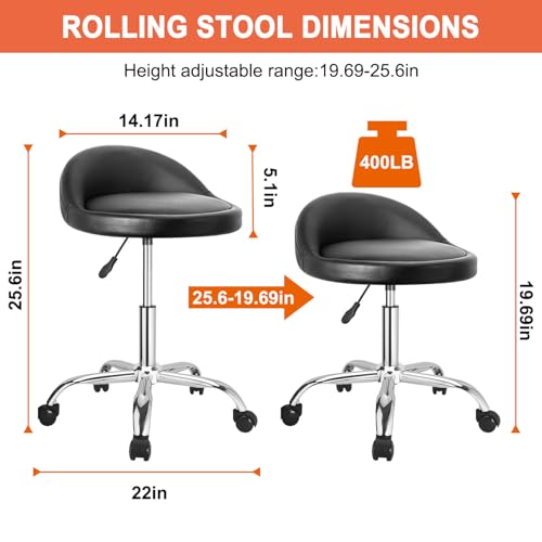 JOSTZHXIN Rolling Stool with Back,Home Office Swivel Chair Height Adjustable, Salon SPA Work Chair Shop Stool
