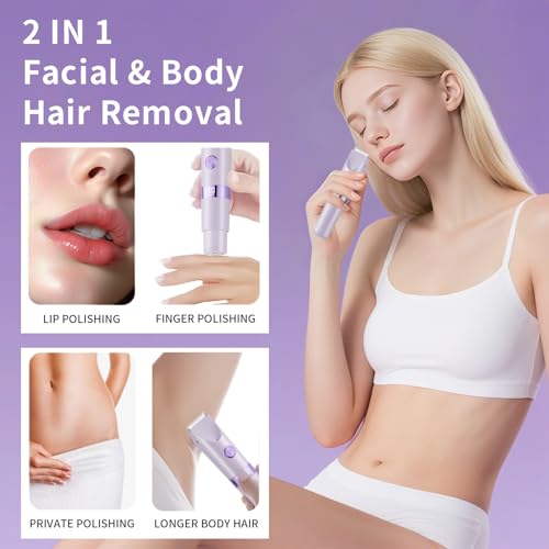 Bikini Trimmer for Women£¬Dual Head Women Shaver IPX6 Waterproof Cordless Pain Free Hair Removal with Safety Lock Trimmer for Smooth Skin Ideal for Bikini Area Body and Facial Hair (Purple)