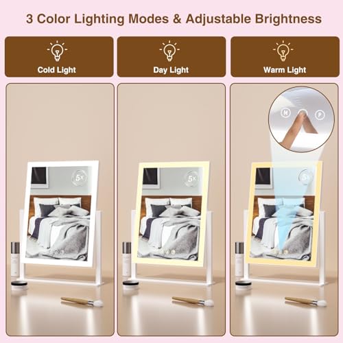 ViKert Vanity Mirror with Lights, 5X Magnification, 96 LED