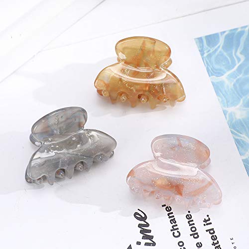 Mini Claw Hair Clips - 12 Pack Small Acrylic Clips for Thin Hair