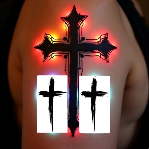 2 Pcs Black Herbal Cross Arm Tattoo Stickers,Men And Women Effect is Vivid of Temporary Tattoos Fake Tattoos for the Beach or Pool,Rave Parties,Nightclubs,Holiday,Body Temporary Tattoos