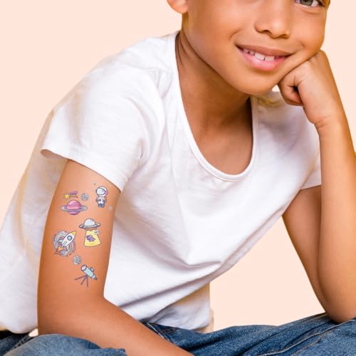 Space Ranger Temporary Tattoos - 25 Metallic Galactic Designs