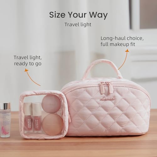 LOVEVOOK Travel Makeup Bag 180° Lay-Flat, 2Pc Set
