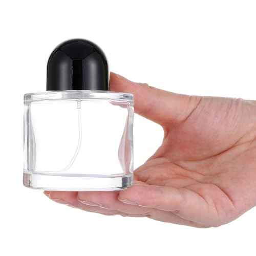 Enslz 100ML/3.4OZ Refillable Cosmetic Spray Bottle, Empty Glass Perfume Bottle with Spray Atomizer (Black, 100ml)