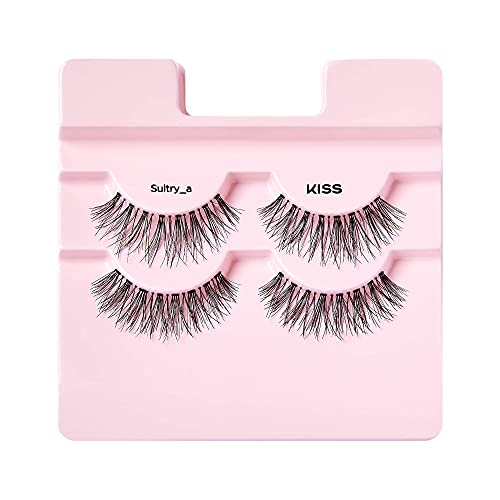 KISS False Eyelashes Sultry, 2 Pairs, Reusable | Lightweight & Comfortable | Tapered End Technology | Cruelty-Free | Contact Lens Friendly