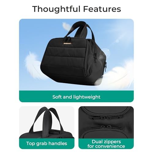 BAGSMART Travel Toiletry Bag, Lightweight Large Wide-open Travel Bag for Women, Puffy Cosmetic Makeup Bag Organizer with Handle for Accessories,Essentials, Toiletries, Black