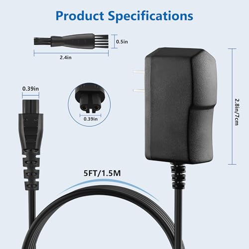 5V for Remington Charger, Replacement Charger for Remington HC5870 HC4250 PF7500 PF7600 PG6250 PG6255 PG6170 PG6171 XR7000 XF8550 XF8700 Electric Razor Power Cord with Cleaning Brush